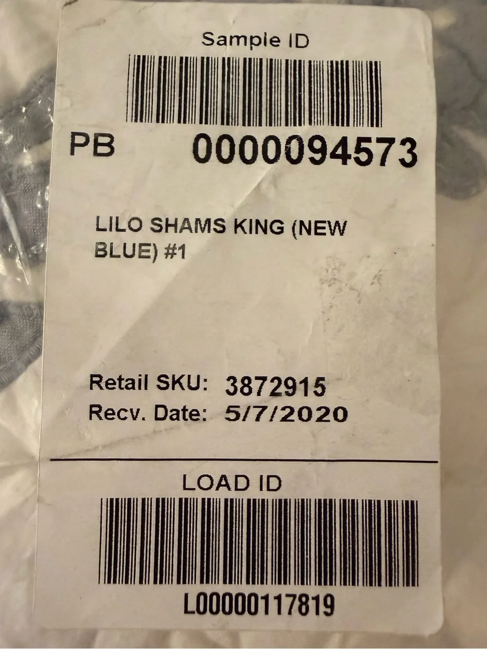 1 NWT Pottery Barn Lilo Sham (king) Blue sample